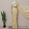 Butter Cream Gold French Silk Chiffon Saree 5.5m