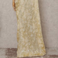 Butter Cream Gold French Silk Chiffon Saree 5.5m