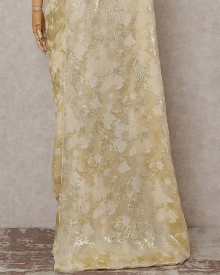 Butter Cream Gold French Silk Chiffon Saree 5.5m