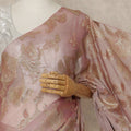 Dusty Rose Premium French Silk Chiffon Saree With Gold Floral Woven Design 5.5 Mtrs Length 110 Cms Width, Made in France and  Blouse Not Included-D27222