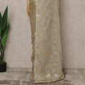 Champagne Beige Premium French Silk Chiffon Saree With Gold Floral Woven Design 5.5 Mtrs Length 110 Cms Width, Made in France and  Blouse Not Included-D27223