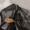 Jet Black Silk Chiffon Saree - D31597