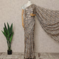 Taupe Beige Premium French Silk Chiffon Saree With Woven Abstract Pattern 5.5 Mtrs Length 110 Cms Width, Made in France and  Blouse Not Included-D27215