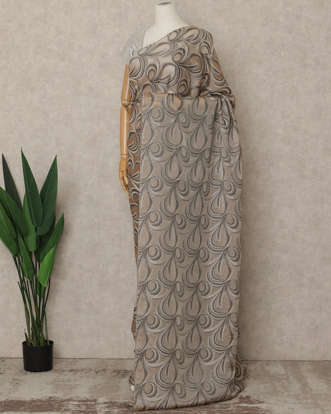 Taupe Brown Metallic French Chiffon Saree 5.5 Meters Length 110 Cms Width Lightweight Printed Elegant Party Wear Soft Flowy Fabric Premium Quality Without Blouse Piece-D28716 Regal Fabrics