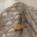 Taupe Beige Premium French Silk Chiffon Saree With Woven Abstract Pattern 5.5 Mtrs Length 110 Cms Width, Made in France and  Blouse Not Included-D27215