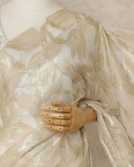 Pearl Ivory French Silk Chiffon Saree 5.5m