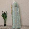 Sky Blue Gold Metallic French Chiffon Saree 5.5 Meters Length 110 Cms Width Lightweight Printed Elegant Party Wear Soft Flowy Fabric Premium Quality Without Blouse Piece-D28718 Regal Fabrics