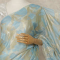 Sky Blue Gold Metallic French Chiffon Saree 5.5 Meters Length 110 Cms Width Lightweight Printed Elegant Party Wear Soft Flowy Fabric Premium Quality Without Blouse Piece-D28718 Regal Fabrics