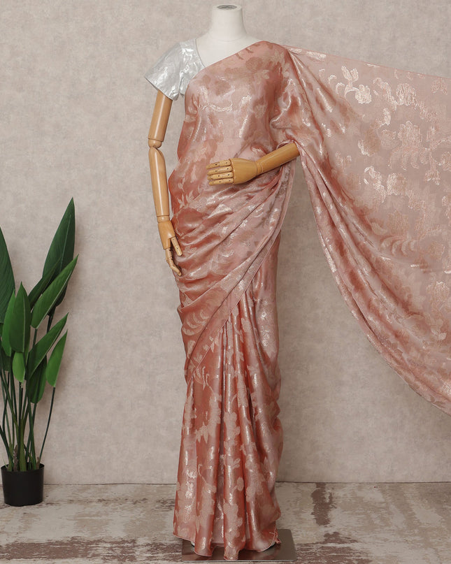 Dusty Rose Premium French Pure Silk Chiffon Saree Fabric – 5.5 Meters Length, Width 110 Cms, Made in France-D25624 Regal Fabrics