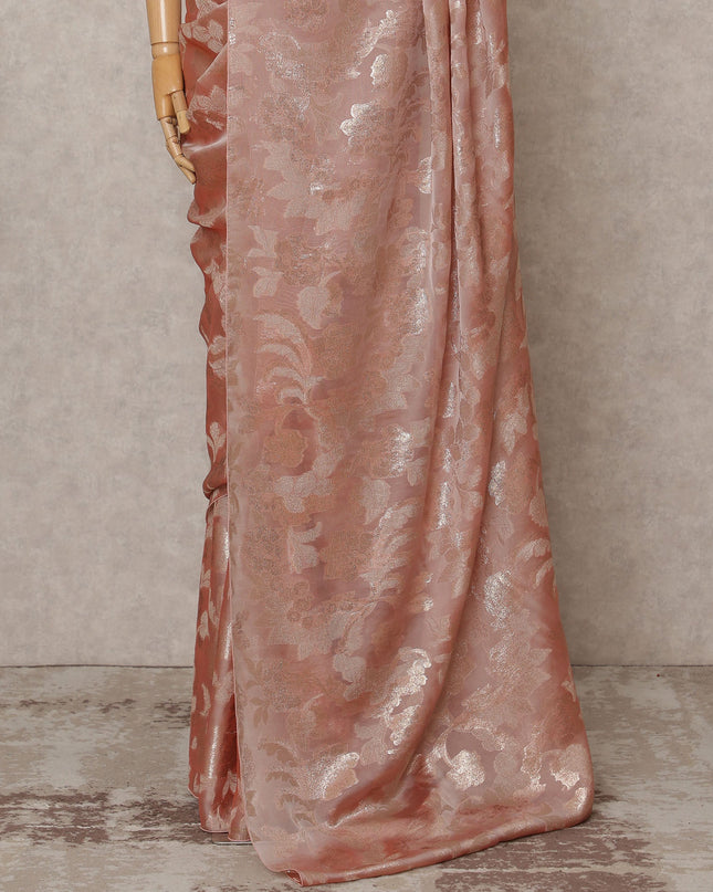 Dusty Rose Premium French Pure Silk Chiffon Saree Fabric – 5.5 Meters Length, Width 110 Cms, Made in France-D25624 Regal Fabrics