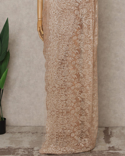 Peach Gold Premium French Metallic Chantilly Lace Saree – 5.5 Meters Fabric Length, Width 110 cm, Imported from France  & Blouse Not Included-D26576