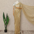 Gold French Metallic Chantilly Lace Saree
