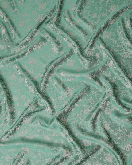 Mint Emerald Floral Silk Satin Fabric 110cm