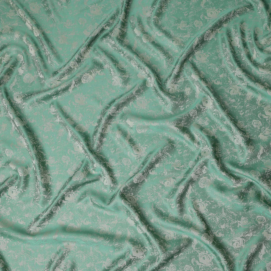 Mint Emerald Floral Silk Satin Fabric 110cm