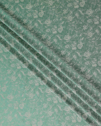 Mint Emerald Floral Silk Satin Fabric 110cm
