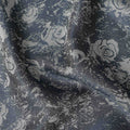 Steel Slate Floral Silk Satin Fabric 110cm
