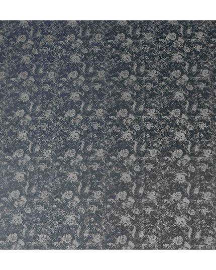 Steel Slate Floral Silk Satin Fabric 110cm