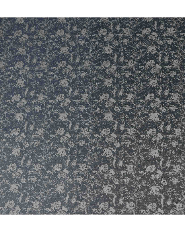 Steel Slate Floral Silk Satin Fabric 110cm