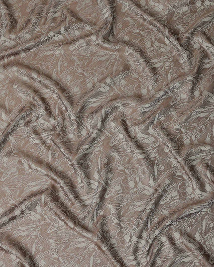 Mushroom Taupe Abstract Silk Satin Fabric 110cm
