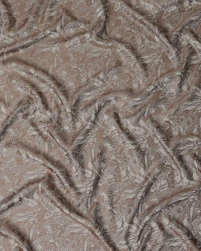 Mushroom Taupe Abstract Silk Satin Fabric 110cm