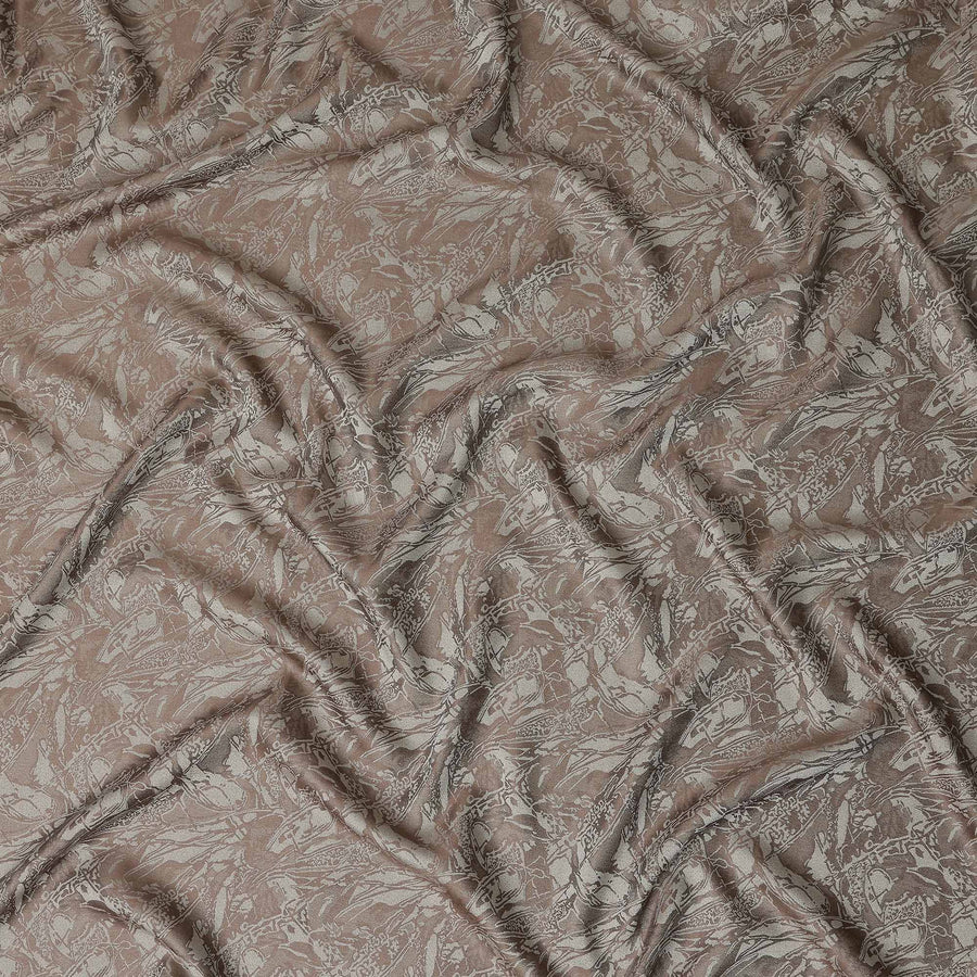 Mushroom Taupe Abstract Silk Satin Fabric 110cm