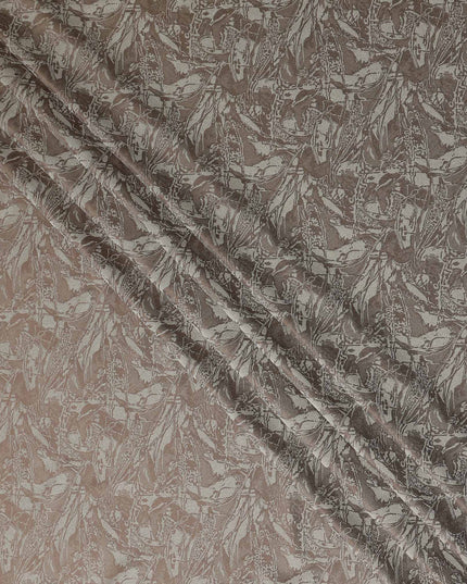 Mushroom Taupe Abstract Silk Satin Fabric 110cm