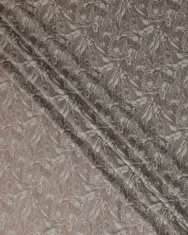 Mushroom Taupe Abstract Silk Satin Fabric 110cm
