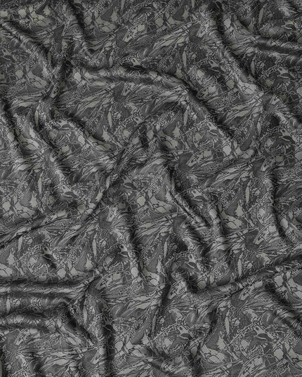 Charcoal Olive Abstract Silk Satin Fabric 110cm