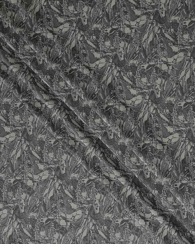Charcoal Olive Abstract Silk Satin Fabric 110cm
