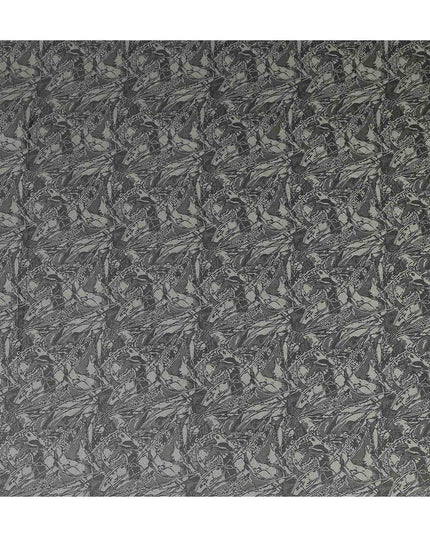 Charcoal Olive Abstract Silk Satin Fabric 110cm