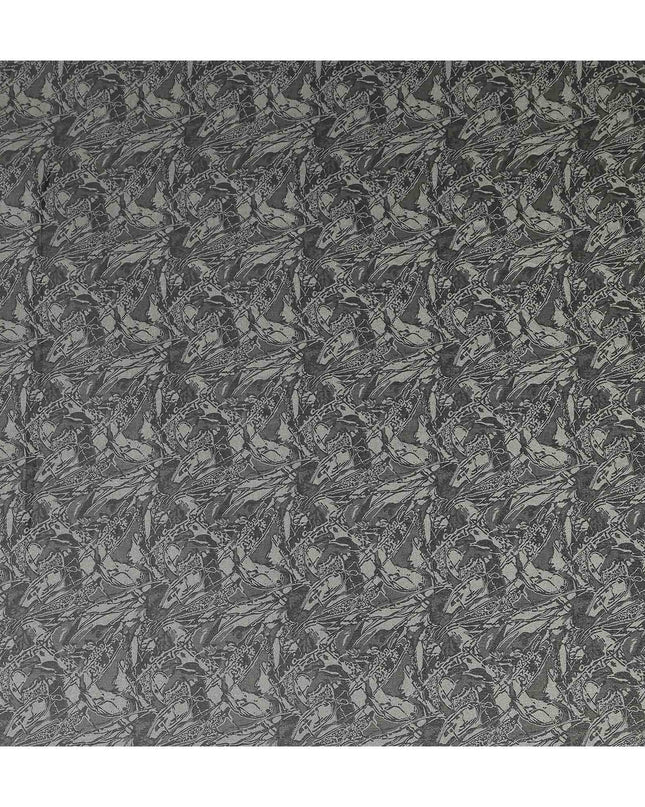 Charcoal Olive Abstract Silk Satin Fabric 110cm