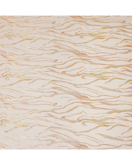 Champagne Beige Premium Pure Silk Chiffon Fabric with Metallic Lurex Design 110 Cms Width, Made in South Korea-D25858