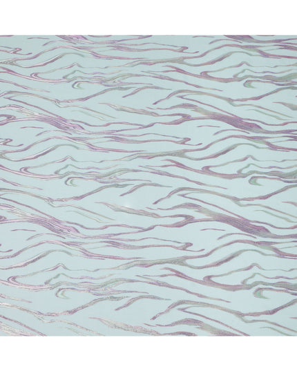 Aqua Blue Premium Pure Silk Chiffon Fabric with Metallic Lurex Design 110 Cms Width, Made in South Korea-D25862