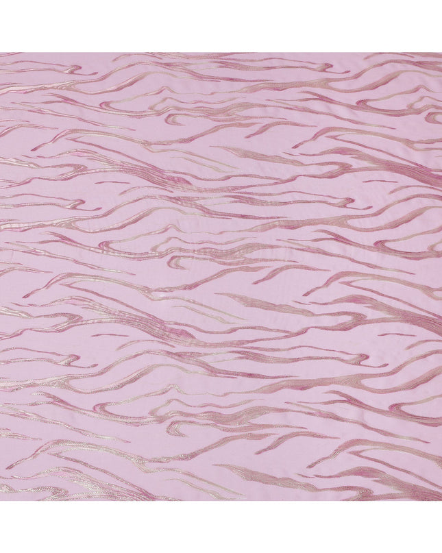Baby Pink Premium Pure Silk Chiffon Fabric with Metallic Lurex Design 110 Cms Width, Made in South Korea-D25859