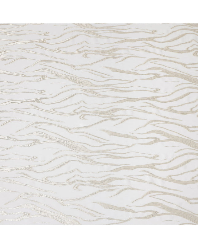 Ivory White Premium Pure Silk Chiffon Fabric with Metallic Lurex Design 110 Cms Width, Made in South Korea-D25860