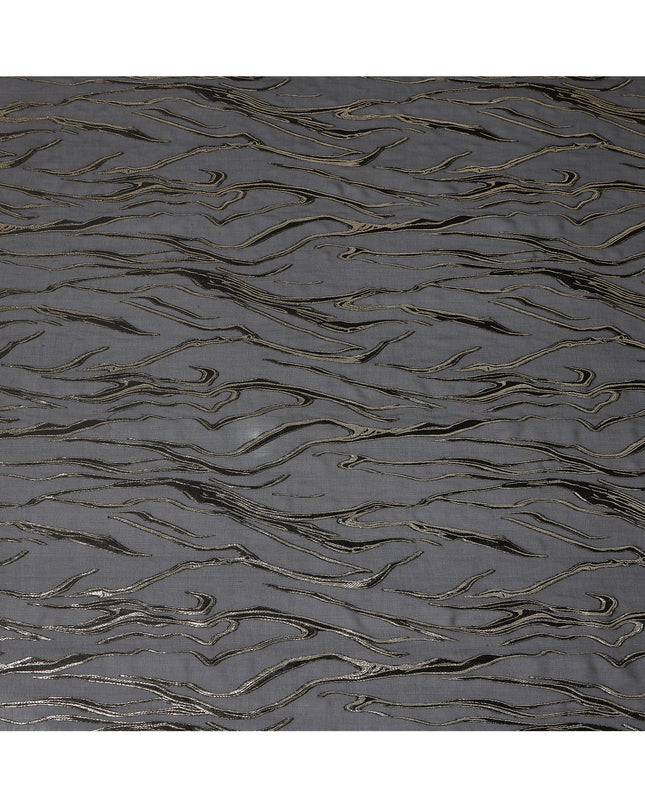 Black Premium Pure Silk Chiffon Fabric with Metallic Lurex Design 110 Cms Width, Made in South Korea-D25857