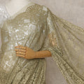 Olive Brass Premium French Metallic Chantilly Lace Saree – 5.5 Meters Fabric Length, Width 110 cm, Imported from France  & Blouse Not Included-D26580