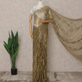 Olive Premium French Metallic Chantilly Lace Saree – 5.5 Meters Fabric Length, Width 110 cm, Imported from France  & Blouse Not Included-D26574 Regal Fabrics