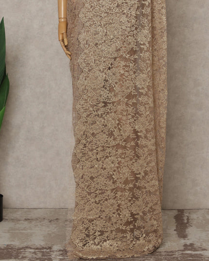 Rose Gold Premium French Metallic Chantilly Lace Saree – 5.5 Meters Fabric Length, Width 110 cm, Imported from France  & Blouse Not Included-D26584 Regal Fabrics