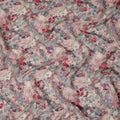 Blush Pink Grey Floral Printed Viscose Crepe Fabric 110 Cms Width India-D27734