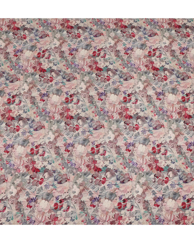 Blush Pink Grey Floral Printed Viscose Crepe Fabric 110 Cms Width India-D27734