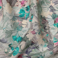 Sage Green Teal Floral Printed Viscose Crepe Fabric 110 Cms Width India-D27733