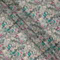 Sage Green Teal Floral Printed Viscose Crepe Fabric 110 Cms Width India-D27733