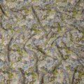 Olive Green Blue Floral Printed Viscose Crepe Fabric 110 Cms Width India-D27735
