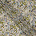 Olive Green Blue Floral Printed Viscose Crepe Fabric 110 Cms Width India-D27735