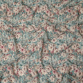 Aqua Blue Ivory Floral Printed Viscose Crepe Fabric 110 Cms Width India-D27736