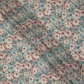 Aqua Blue Ivory Floral Printed Viscose Crepe Fabric 110 Cms Width India-D27736
