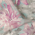 Aqua Pink Floral Abstract Print Viscose Crepe Fabric 110 Cms Width India-D27730