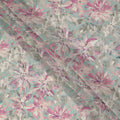 Aqua Pink Floral Abstract Print Viscose Crepe Fabric 110 Cms Width India-D27730