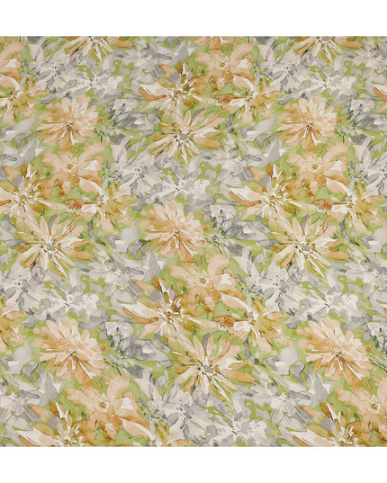 Lime Green Yellow Floral Abstract Print Viscose Crepe Fabric 110 Cms Width India-D27731